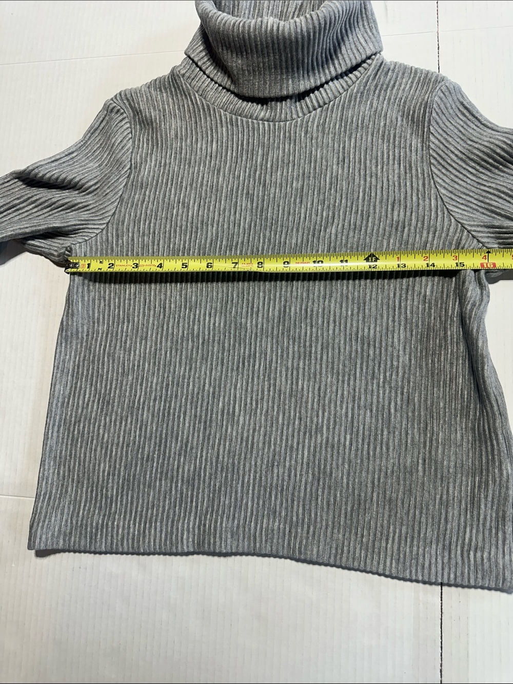 NWT Meredy top tricot Club Monaco heathered Grey Ribbed Turtleneck Sweater soft - Picture 3 of 8